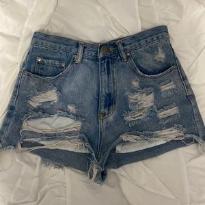 Signature 8 high waisted jean shorts